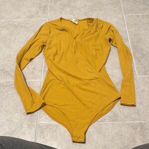Mustard Yellow Women’s Long Sleeve Bodysuit